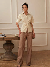 Women's Solid Short Sleeve Shirt For Summer